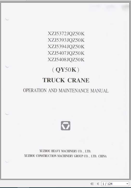XCMG Truck Crane QY50K Operation And Maintenance Manual 1