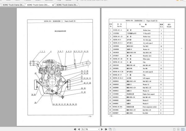 XCMG Truck Crane ZX16K ZX50K Part CatalogueENZH 2