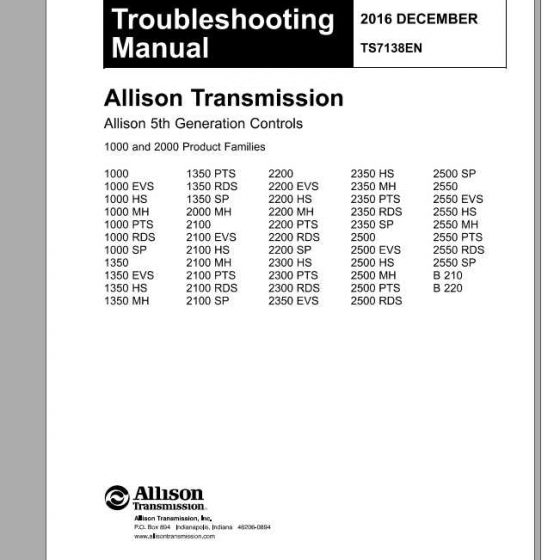 Allison Transmission 3000 4000 Troubleshooting, Mechanics Tips