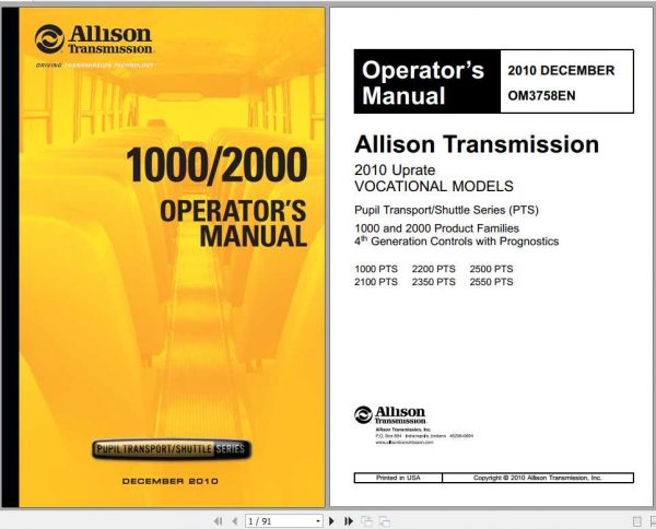 Allison Transmission 1000 2000 Operators ManualOM3758EN 1