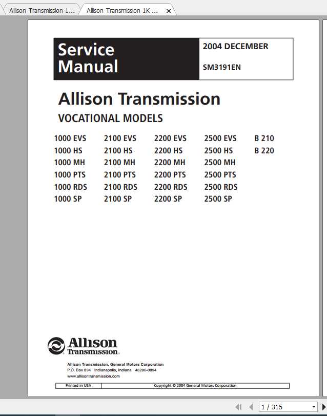 Allison Transmission 1K 2K Service Manual 1