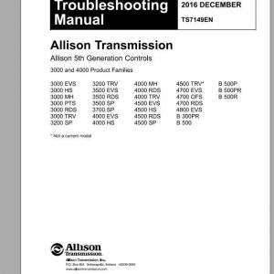 Allison Transmission 3000 4000 Product Families Troubleshooting Manual 1