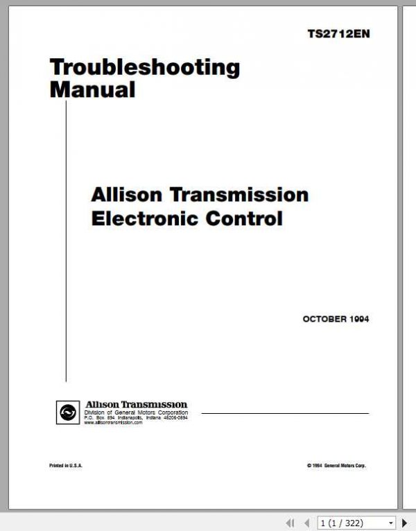 Allison Transmission Electronic Control Troubleshooting ManualTS2712EN 1