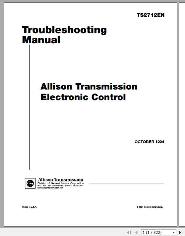 Allison Transmission Electronic Control Troubleshooting ManualTS2712EN 1