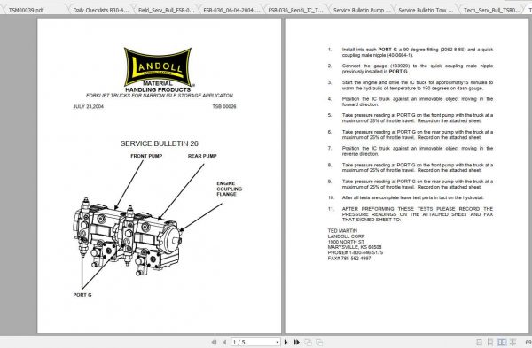 Bendi Landoll Forklift Bulletins Misc Service Manual 1