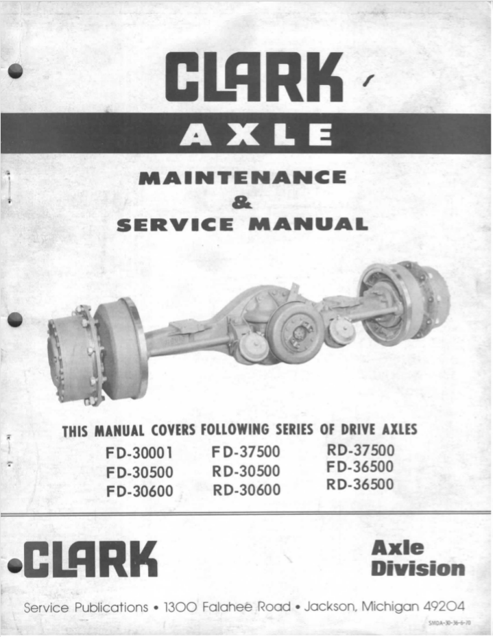 Clark Drive Axles FD RD Maintenance Service Manual 1