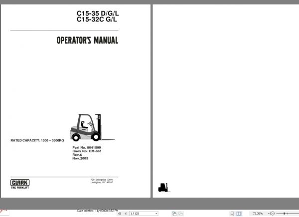 Clark Forklift All Models 112020 Operators Manuals 357GB PDF 2