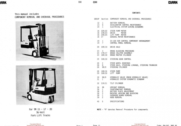 Clark Forklift OH 540 TM 247 Overhaul Manual 2