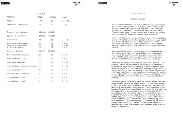 Clark Forklift OH 544 C500 915 Overhaul Manual 2 1