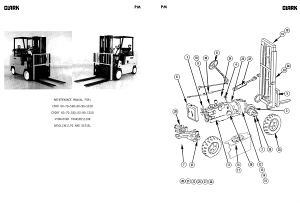 Clark Forklift PMA 539 685 Y685 Maintenance And Adjustment Manual 2