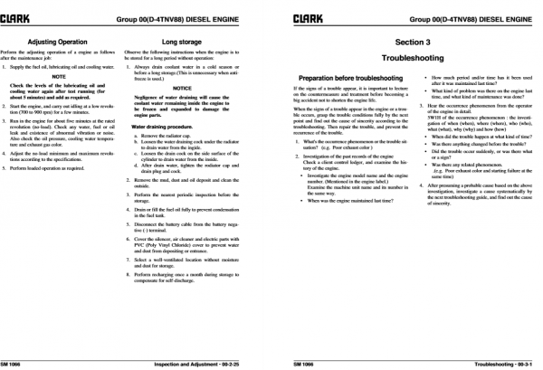Clark Forklift SM 1066 C15 18 20s DLAug 2018 Service Manual8141110 3