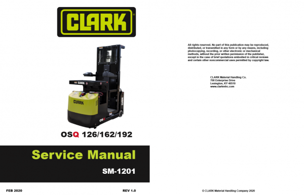 Clark Forklift SM 1201 OSQ 126 162 192Feb 2020 Service Manual 2
