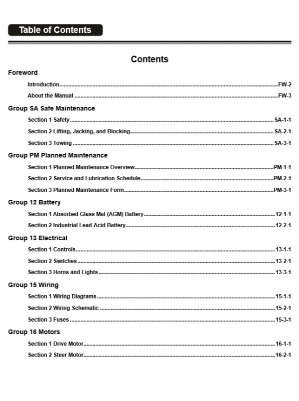 Clark Forklift SM 1201 OSQ 126 162 192Feb 2020 Service Manual 3