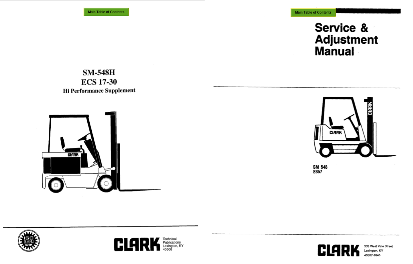 Clark Forklift SM 548 ECS 17 30 Hi Performance Supplement 1