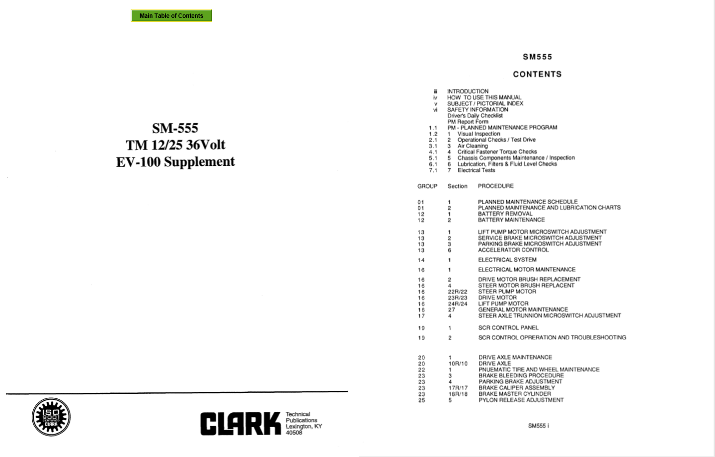 Clark Forklift SM 555 TM 12 25 TM247 Supplement 3