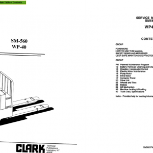 Clark Forklift SM 560 WP 40 Service Manual 2