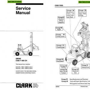 Clark Forklift SM 580 C500 Y950CH Service Manual 1