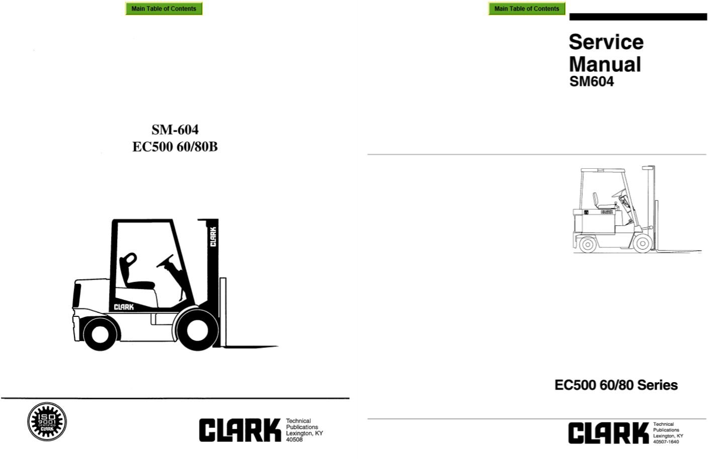 Clark Forklift SM 604 EC500 60 80B Service Manual 1