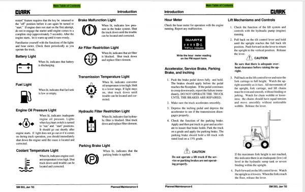 Clark Forklift SM 606 GPX 35 40 50E GPX715 Service Manual 3
