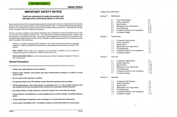 Clark Forklift SM 611 WP 40 Service Manual 2