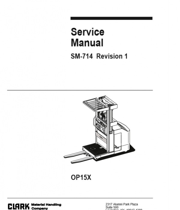 Clark Forklift SM 714 OPX15X Service Manual 1