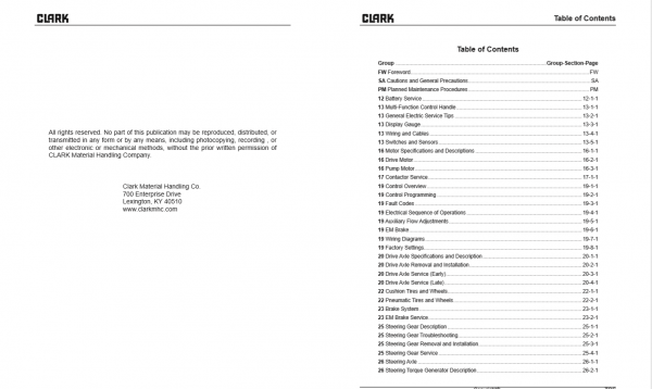 Clark Forklift SM 718 ESX 12 25Nov 2009 Service Manual 2