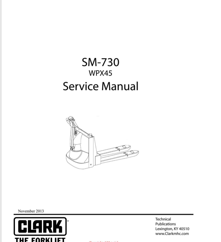 Clark Forklift SM 730 WPX 45Nov 2013 Service Manual 1