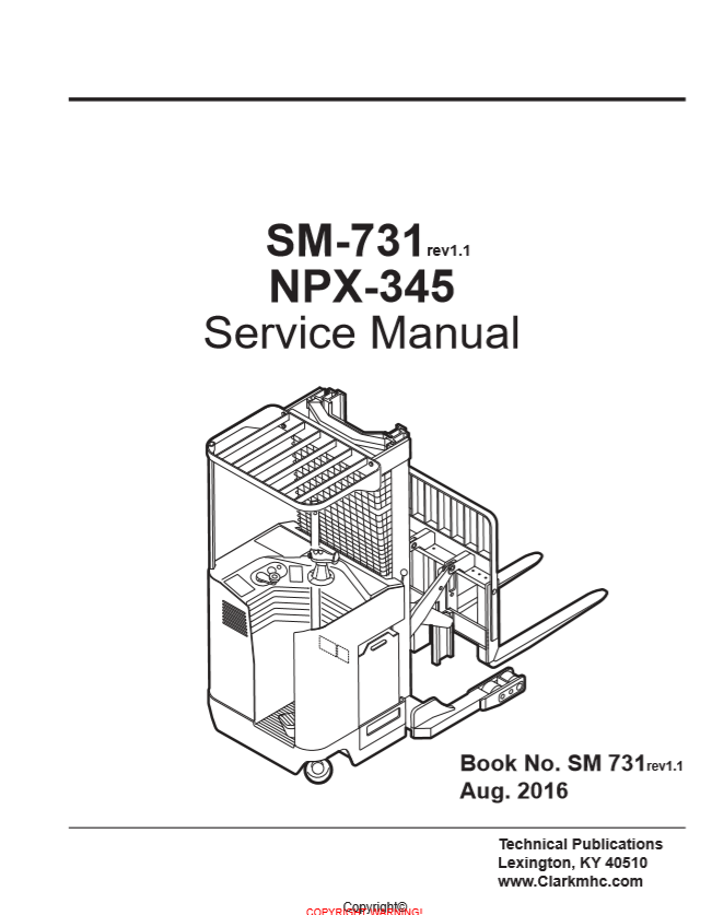 Clark Forklift SM 731 NPX 345Aug 2016 Service Manual 1