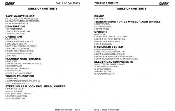Clark Forklift SM 743 WSTX33Nov 2019 Service Manual 2