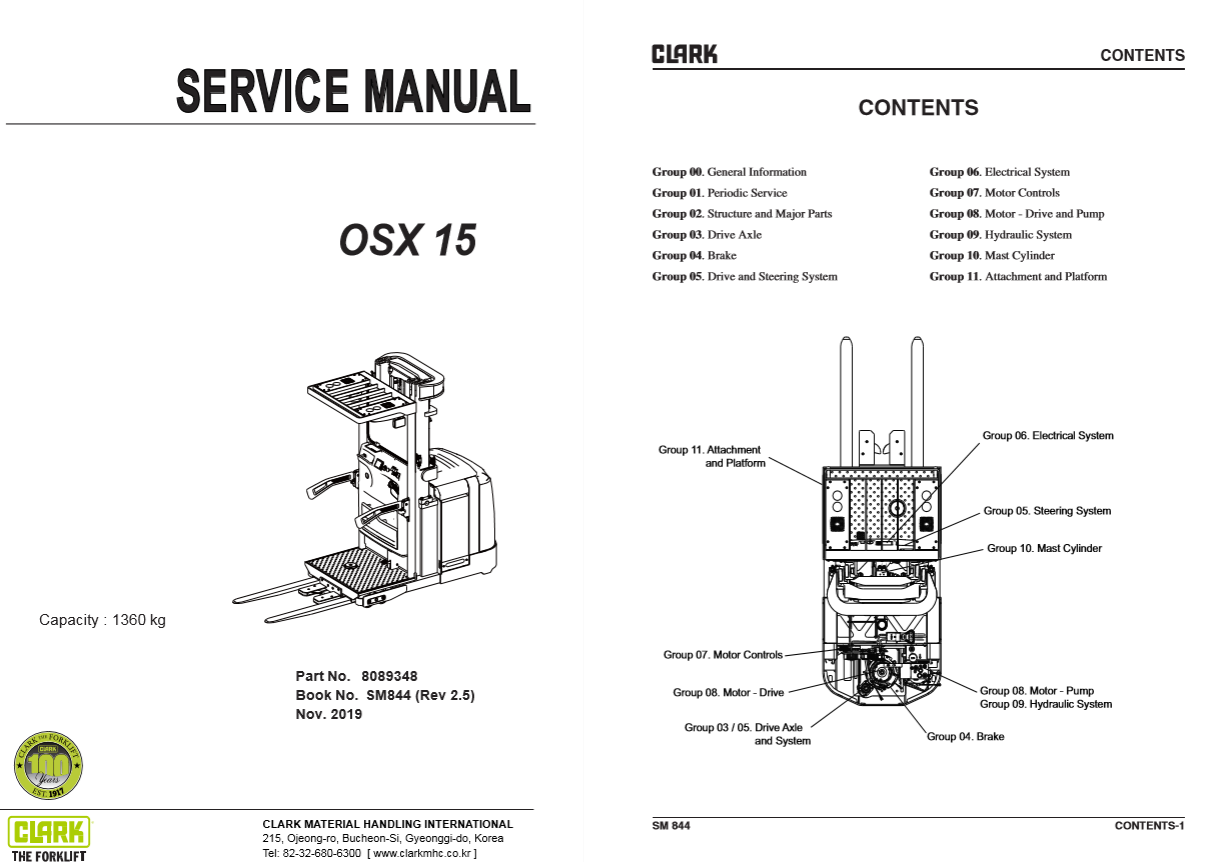 Clark Forklift SM 844 OSX 15Aug 2010 Service Manual8089348 1