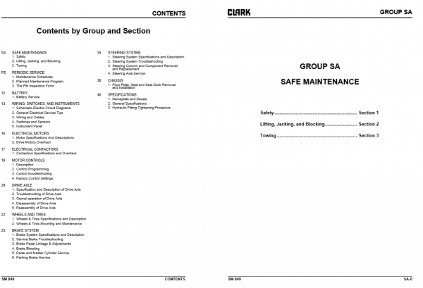 Clark Forklift SM 849 CTX 40 70Aug 2010 Service Manual8090307 2