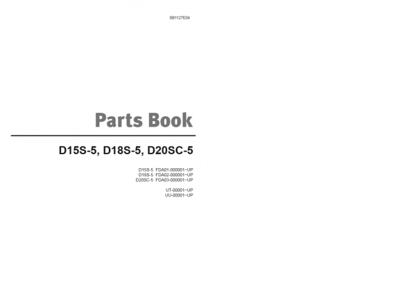 Doosan Forklift D15S 5D18S 5D20SC 5 Parts BookSB1127E04 1