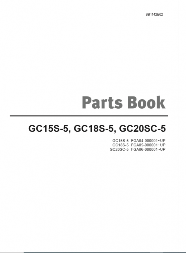 Doosan Forklift GC15S 5GC18S 5GC20SC 5 Parts BookSB1142E02 1