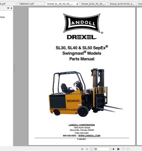 Drexel Landoll Forklift SL30SE SL40SE SL50SE Service Part Maintenance Manual 1