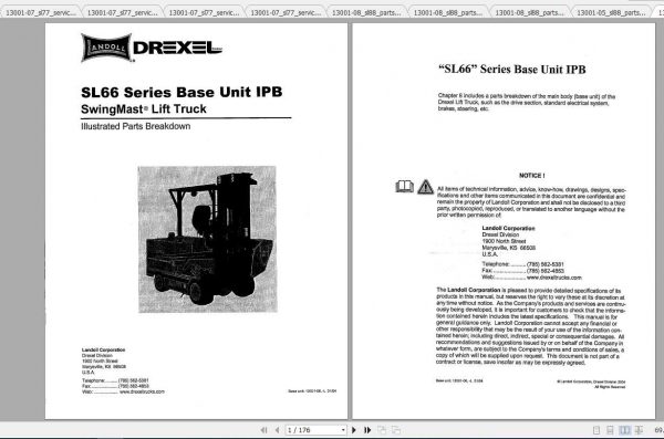 Drexel Landoll Forklift SL66 SL77 SL88 Service Part Maintenance Manual 2