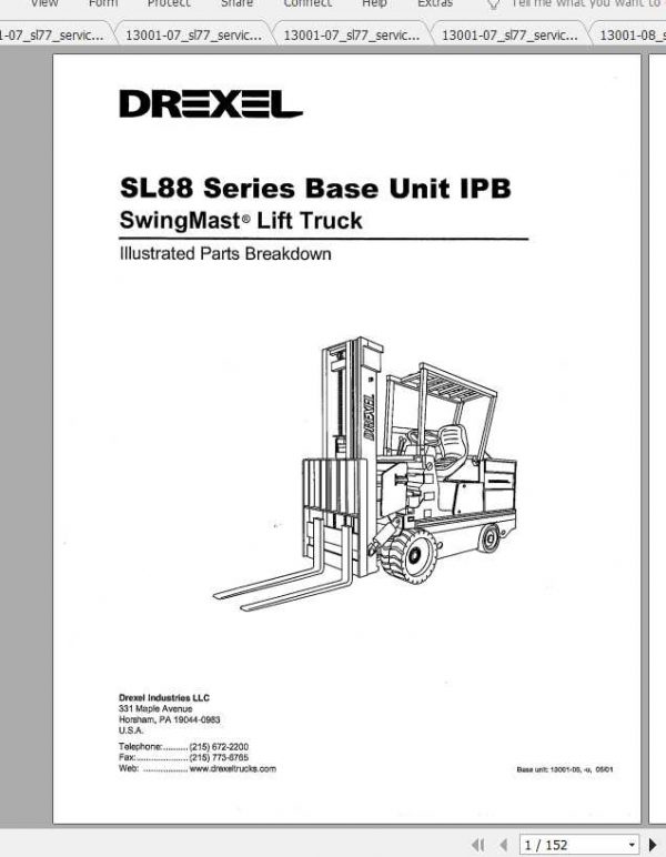 Drexel Landoll Forklift SL66 SL77 SL88 Service Part Maintenance Manual 3