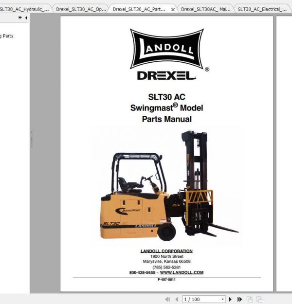 Drexel Landoll Forklift SLT 30 35 AC Service Part Maintenance Manual 1