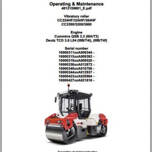 Dynapac Vibratory Roller CC2200 3200 3800 Operating Maintenance Manual 1