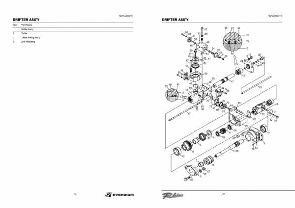 EVERDIGM Crawler Drill RD10 Series Parts Manual 2