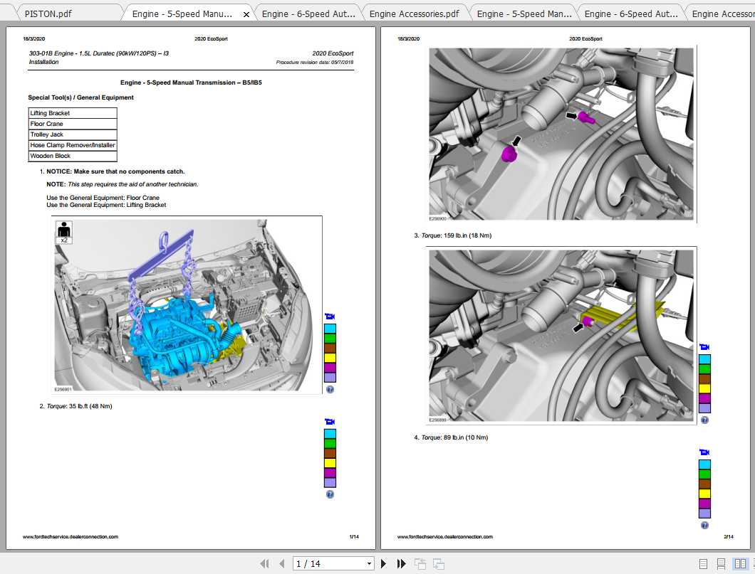 Ford EcoSport Engine 15L Duratec 90kW 120PS – I3 Repair Manual 2