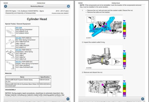 Ford Fusion Engine 2013 2014 16L EcoBoost 132kW 180PS Sigma Repair Manual 2