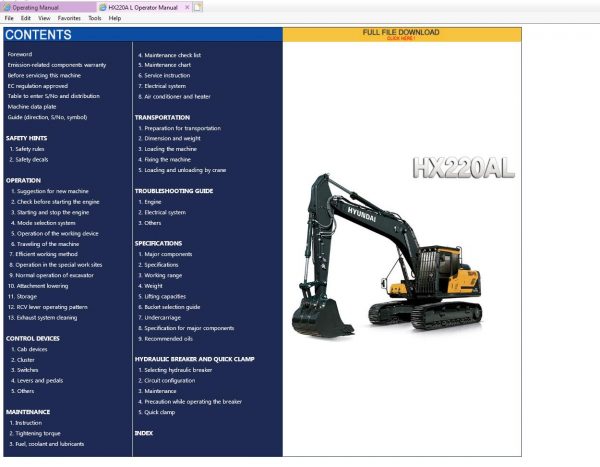 Hyundai Heavy Equipment Operator Manual 112020 Offline DVD 15