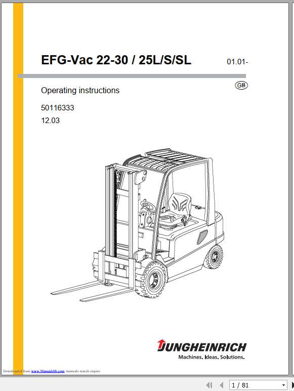 Jungheinrich Forklift EFG Vac 22 30 25LSSL Operating Instructions50116333 1