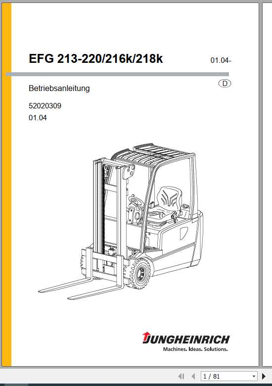 Jungheinrich Forklift EFG 213 220216K218K Operating Instructions52020309DE 1