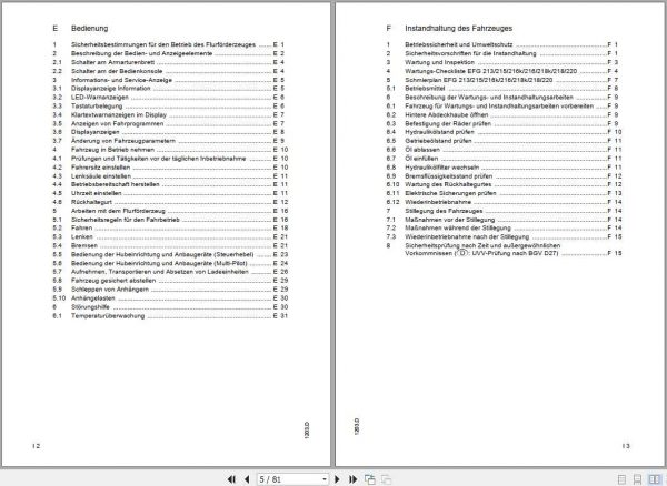 Jungheinrich Forklift EFG 213 220216K218K Operating Instructions52020309DE 2
