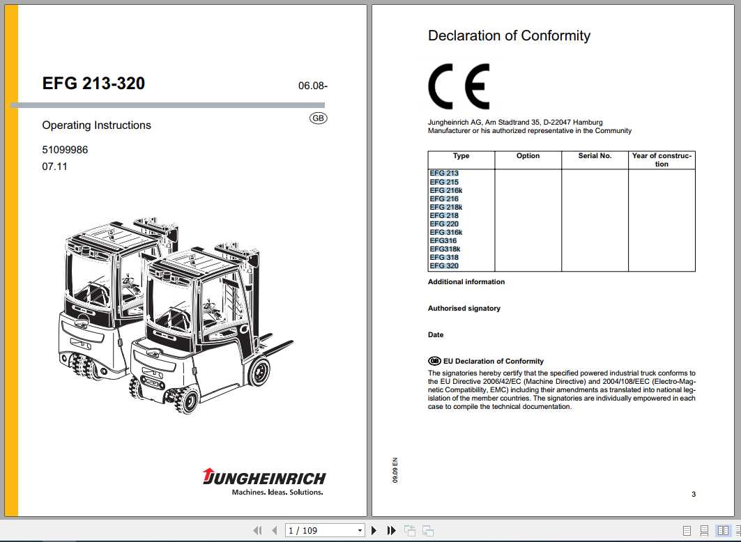 Jungheinrich Forklift EFG 213 320 Operating Instructions51099986 1