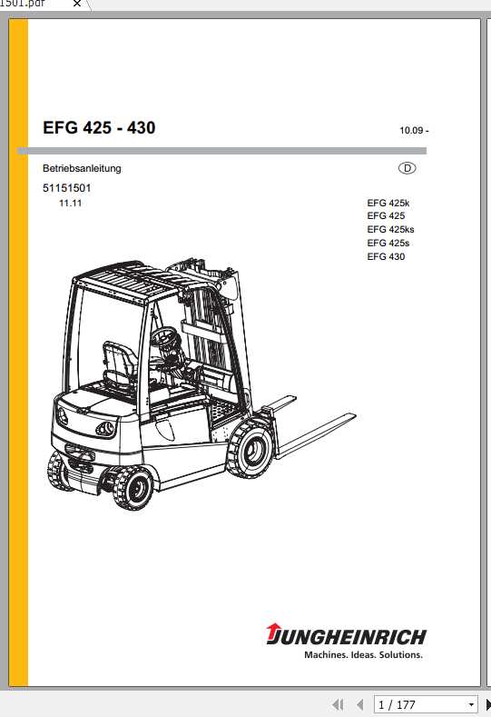 Jungheinrich Forklift EFG 425 430 Operating Instruction51151501DE 1