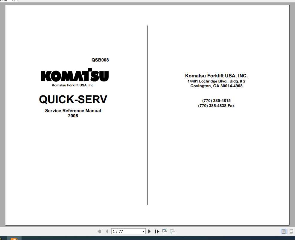 Komatsu Forklift QSB008 Service Manual 1