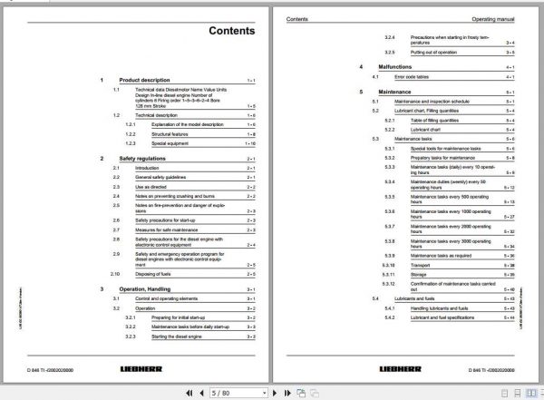 Liebherr Diesel Engine D846 TI Operating Manual9739056 2