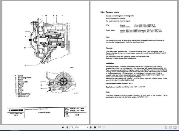 Liebherr Diesel Engine D904 D926 Service Manual899640008 3